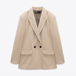 ZARA | WOMAN DOUBLE-BREASTED OVERSIZED BLAZER Cream Sz SMALL